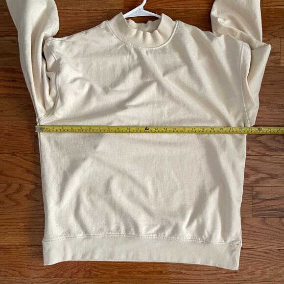 KOTN Crewneck Terry Sweatshirt Womens Large Cream Casual Basic Organic Cotton - Picture 5 of 7